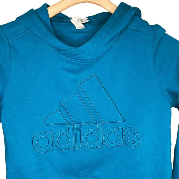 Adidas Teal Pullover Pocket Textured Logo Hoodie - Picture 4 of 9